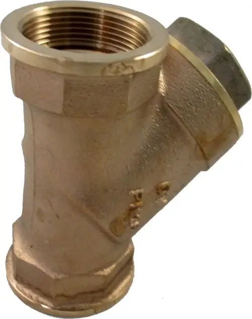 Wolf Schmutzfänger aus Metall mit innenliegendem Gewinde. Schneckenförmige Struktur zur Filtration von Schmutz in Rohrleitungen.